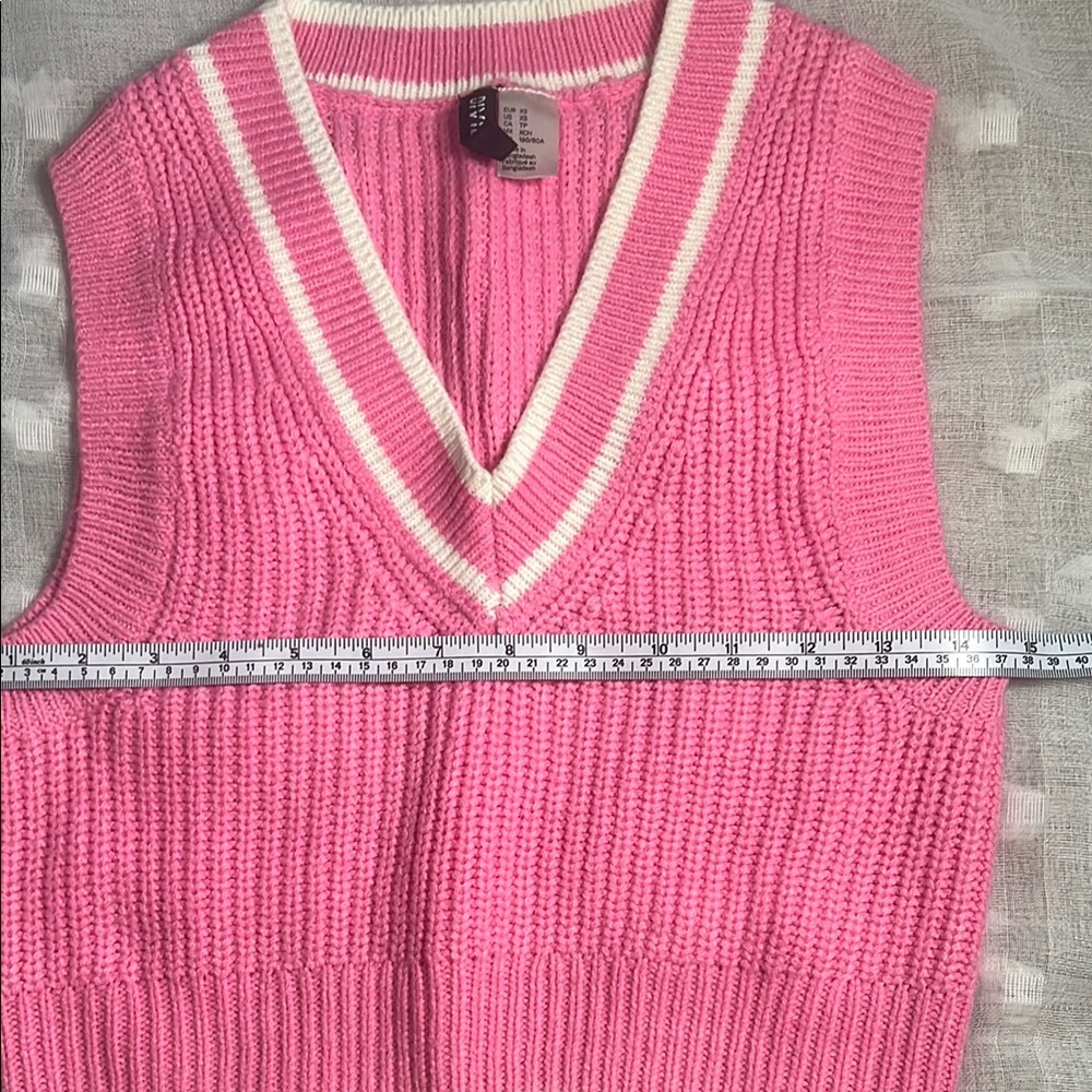 Divided Pink and White V-Neck Sweater Vest - Picture 6 of 7